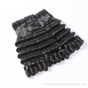 Customized Double Drawn Egg Human Hair Bundles Curly Curl Brazilian Fumi Pixie Rose Machine Hair Weave Nature Black Color